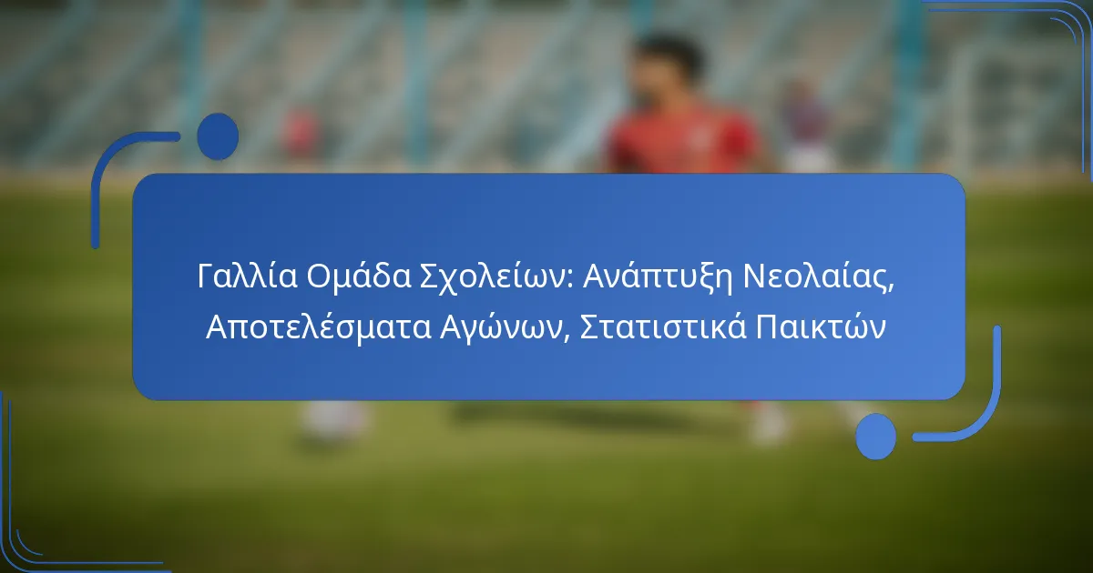 Γαλλία Ομάδα Σχολείων: Ανάπτυξη Νεολαίας, Αποτελέσματα Αγώνων, Στατιστικά Παικτών