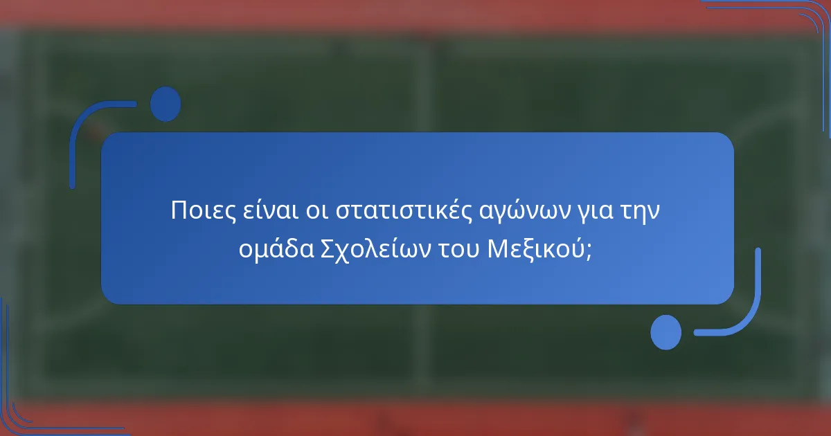 Ποιες είναι οι στατιστικές αγώνων για την ομάδα Σχολείων του Μεξικού;
