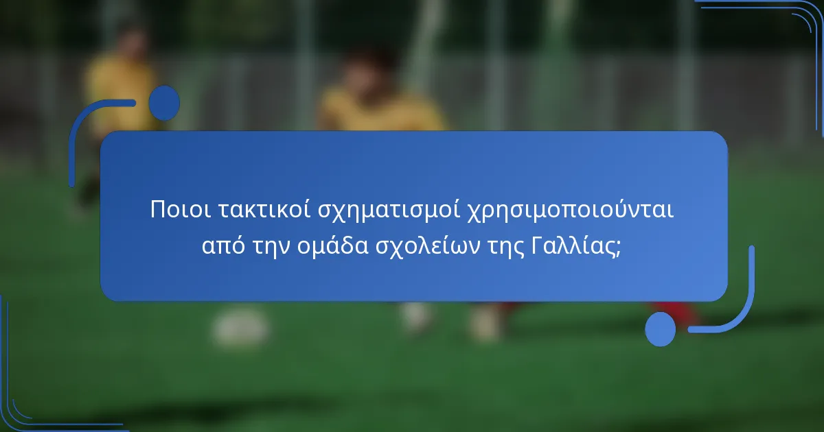 Ποιοι τακτικοί σχηματισμοί χρησιμοποιούνται από την ομάδα σχολείων της Γαλλίας;