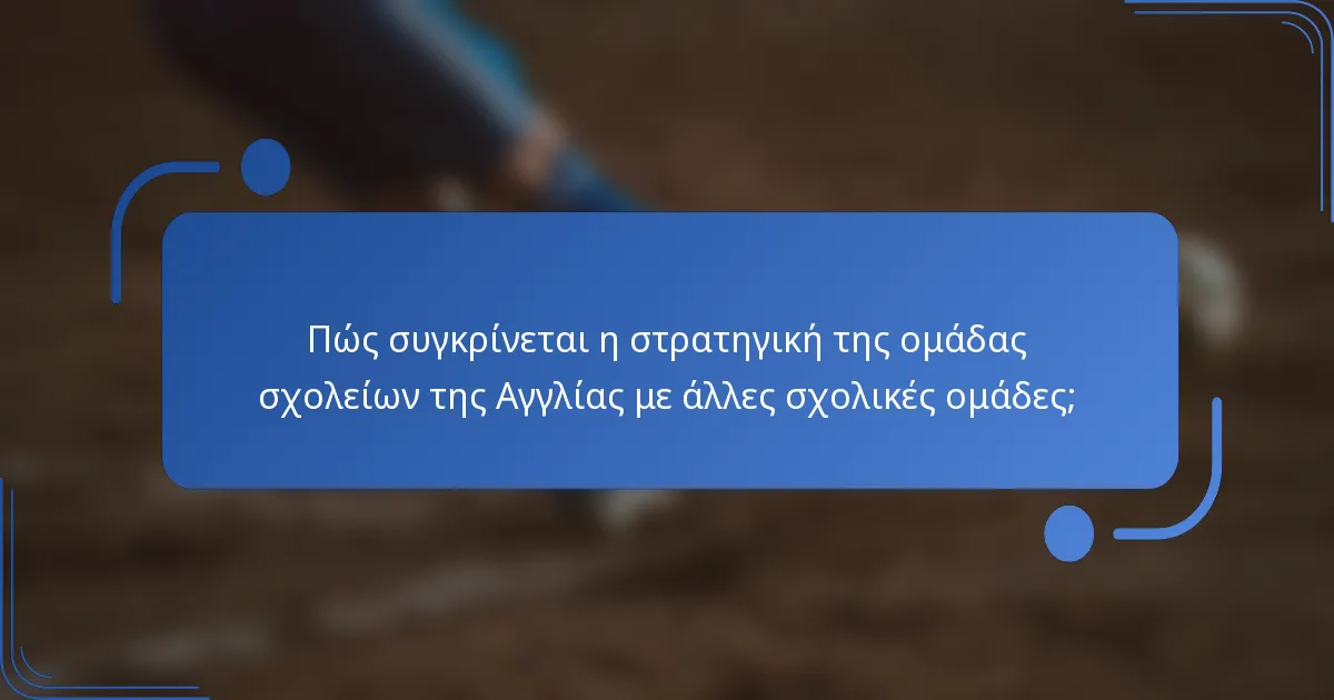 Πώς συγκρίνεται η στρατηγική της ομάδας σχολείων της Αγγλίας με άλλες σχολικές ομάδες;